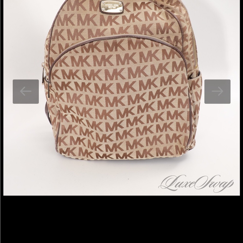 Michael Kors Tan and Brown Logo Backpack
